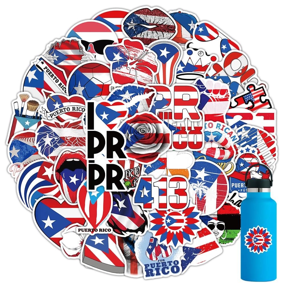102Pcs Puerto Rico Stickers Vinyl Waterproof Decals for LaptopPhoneHard HatSkateboardScrapbookingBumperGifts for Kids/Teens/Adults