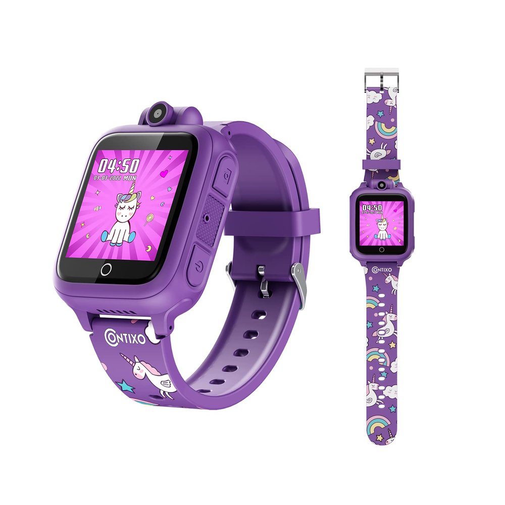 Contixo KW01 Smart Watches for Kids, Purple 1.54" HD Touch Screen Educational Smartwatch Toy with Games Camera Video Recorder Calculator Flashlight Music Player Gift for 3-12 Years Old Boys Girls