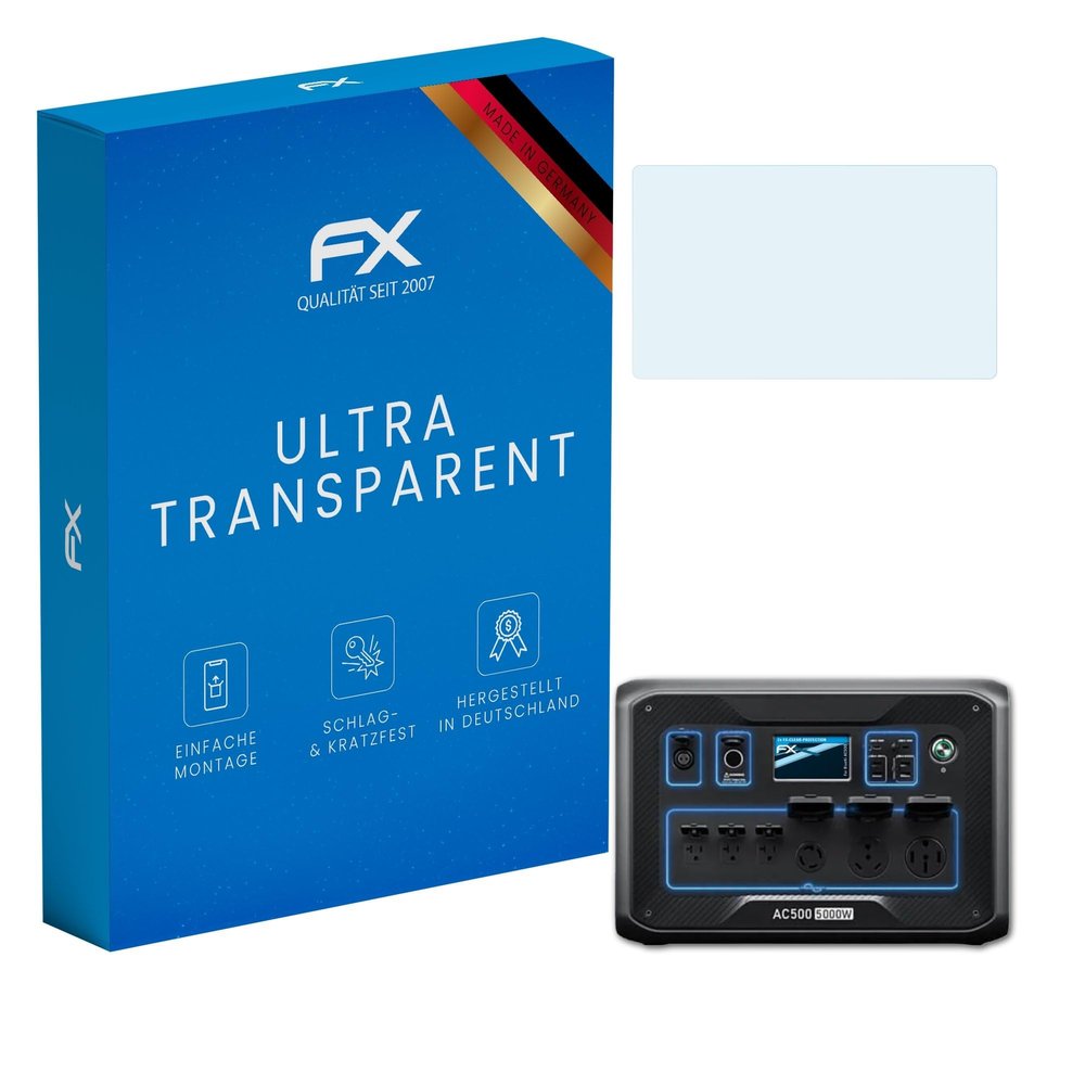 atFoliX Screen Protection Film compatible with Bluetti AC500 Screen Protector, ultra-clear FX Protective Film (2X)