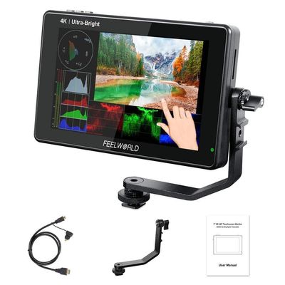 FEELWORLD LUT7 7 Inch Field Monitor 4K 1920x1200 Ultra Bright 2200nit Touch Screen Camera DSLR Video Assist 3D Lut Waveform Vectorscope Input 8.4V DC Output Tilt Arm (LUT7 7 HDMI)