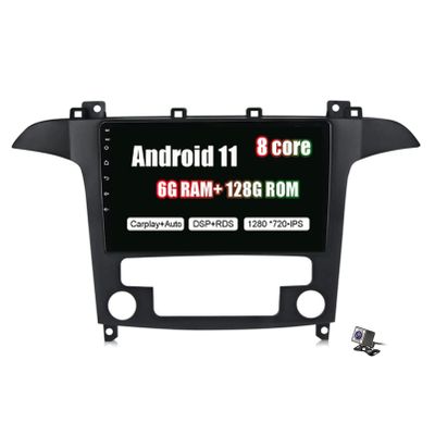 9 inch Car Multimedia Player Navigation GPS Bluetooth Android System IPS DSP 4G WiFi BT FM AM Carplay RDS DSP GPS Car Entertainment Radio for Ford S-MAX 2006-2015