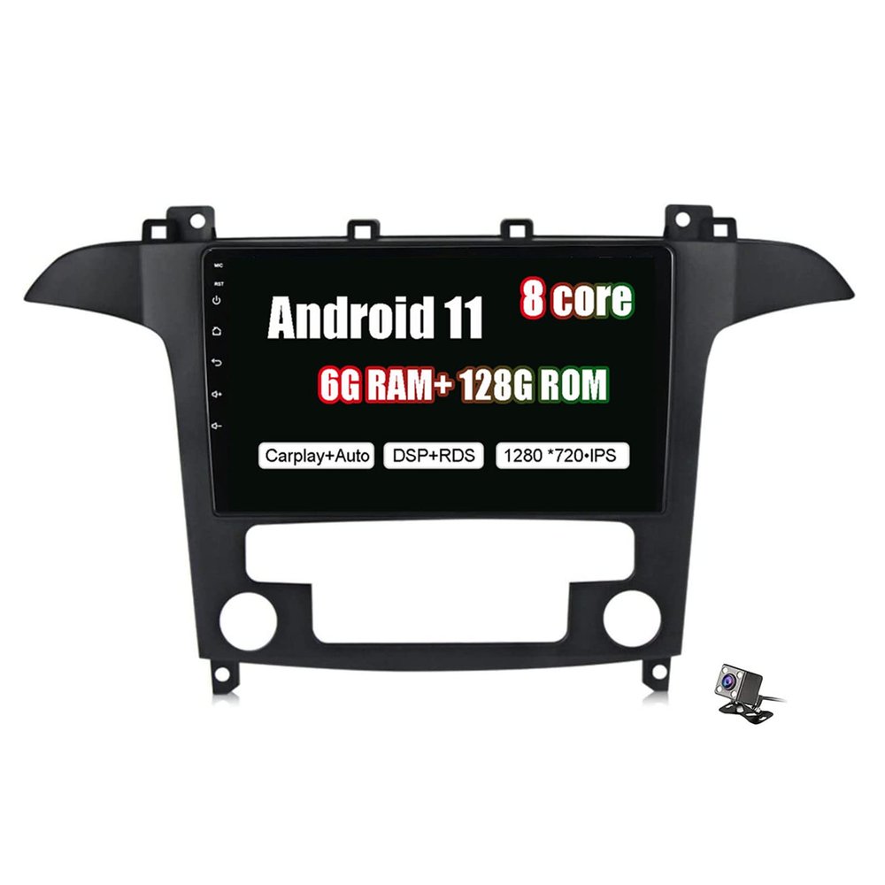 9 inch Car Multimedia Player Navigation GPS Bluetooth Android System IPS DSP 4G WiFi BT FM AM Carplay RDS DSP GPS Car Entertainment Radio for Ford S-MAX 2006-2015
