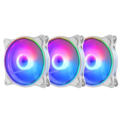 120mm White LED PC Fans 3Pack - High Airflow RGB Gaming Fan 4Pin PWM & 5V 3PIN Addressable, 800-1800RPM Quiet Cooling Triple Light Loop Motherboard Aura SYNC for Computer Case/Liquid Radiators