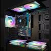 120mm White LED PC Fans 3Pack - High Airflow RGB Gaming Fan 4Pin PWM & 5V 3PIN Addressable, 800-1800RPM Quiet Cooling Triple Light Loop Motherboard Aura SYNC for Computer Case/Liquid Radiators view 4