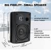 Herdio 5.25 Inch 600W Outdoor Bluetooth Speakers Waterproof Wired Wall Mount Weatherproof Loudspeaker System for Indoor- Outdoor Garden Poolside Patio Garage Home(4 Speakers,Black) view 2