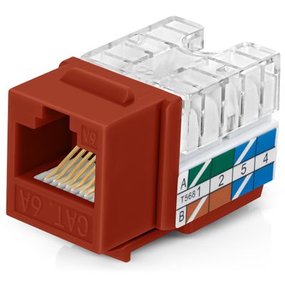 Everest 90 Angled RJ45 Cat6A Keystone Jacks 10-Pack in Orange - Slim Profile Female RJ45 Connectors - Cat 6A Keystone Jack - Compatible with 90 Angled Speed Termination Tool - easyJACK (B094WB91H3)