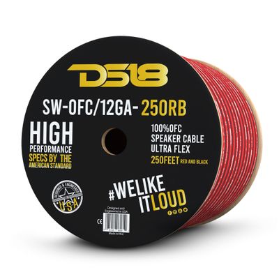 DS18 SW-OFC12GA-250RB OFC 12-GA Speaker Wire 250 Feet Ultra Flex 100% Oxygen Free Copper - Great Use for Car Speakers Stereos and Home Theater Speakers
