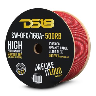 DS18 SW-OFC16GA-500RB OFC 16-GA Speaker Wire 500 Feet Ultra Flex 100% Oxygen Free Copper - Great Use for Car Speakers Stereos and Home Theater Speakers