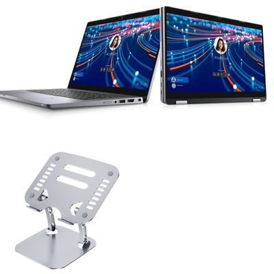 BoxWave Stand and Mount Compatible with Dell Latitude 5320 2-in-1 - Executive VersaView Laptop Stand, Ergonomic Adjustable Viewing Angle Metallic Riser - Metallic Silver
