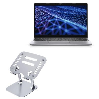 BoxWave Stand and Mount Compatible with Dell Latitude 3330 2-in-1 - Executive VersaView Laptop Stand, Ergonomic Adjustable Viewing Angle Metallic Riser - Metallic Silver