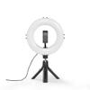 Hama 8 Inch LED Ring Light with Tripod Mobile Phone Holder, 21 cm Diameter, Dimmable, Adjustable Color Temperature, USB Powered, Black view 1