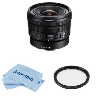 Sony E 10-20mm f/4 PZ G Lens for Sony E, Bundle with ProOptic Pro Digital 62mm Multi Coated UV Slim Filter, Cleaning Cloth
