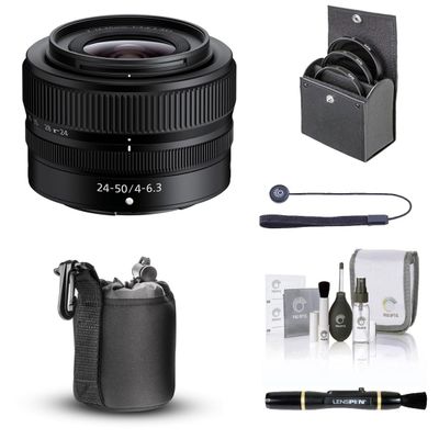 Nikon NIKKOR Z 24-50mm f/4-6.3 Lens, Bundle with Bower 52mm Video Filter Kit, Lens Pouch, Lens Cleaner, Cleaning Kit, Universal Lens Cap Tether