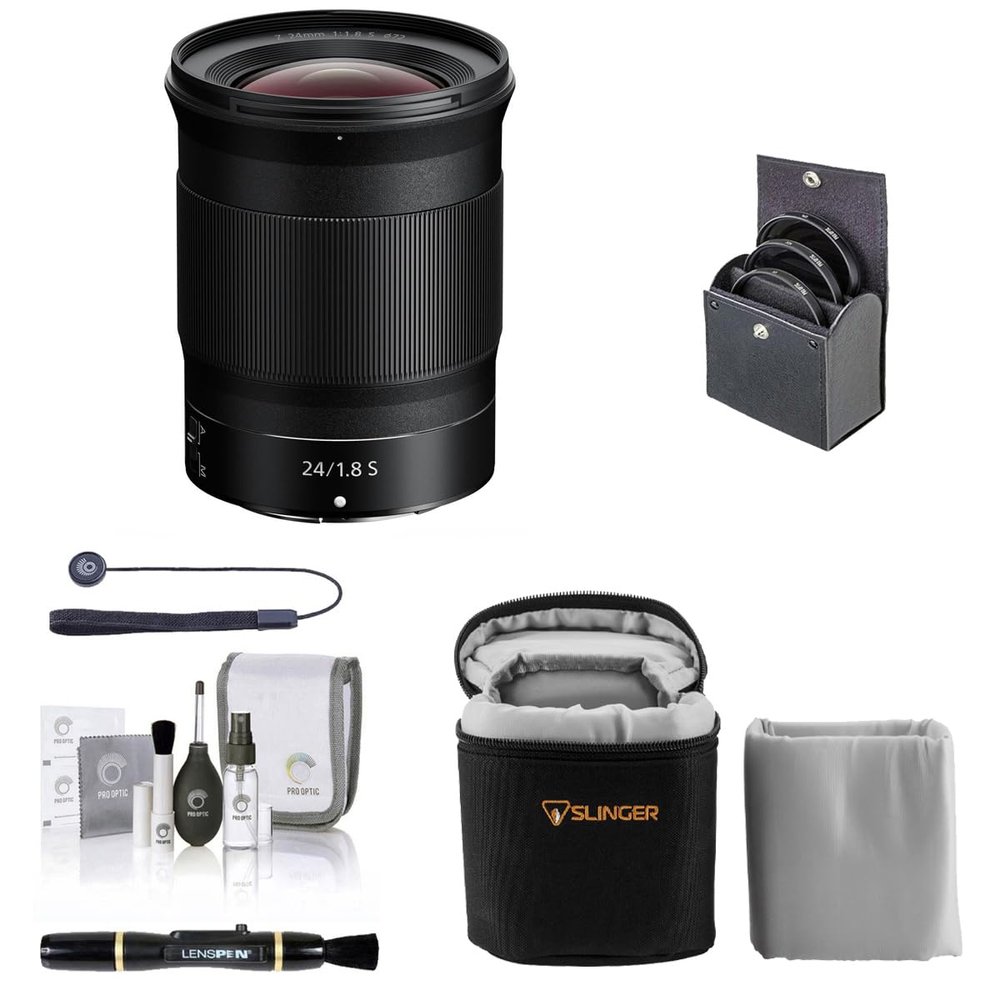 Nikon NIKKOR Z 24mm f/1.8 S Lens, Bundle with ProOptic 72mm Filter Kit, Soft Lens Case, Lens Cleaner, Cleaning Kit, Universal Lens Cap Tether