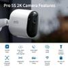 Arlo Pro 5S Spotlight Security Camera 2K HDR | Outdoor | Wireless | Dual-Band Wi-Fi Connects to Strongest Network|12X Zoom, 2-Way Audio, Color Night Vision,Live Stream(White, 3 Cameras) view 2