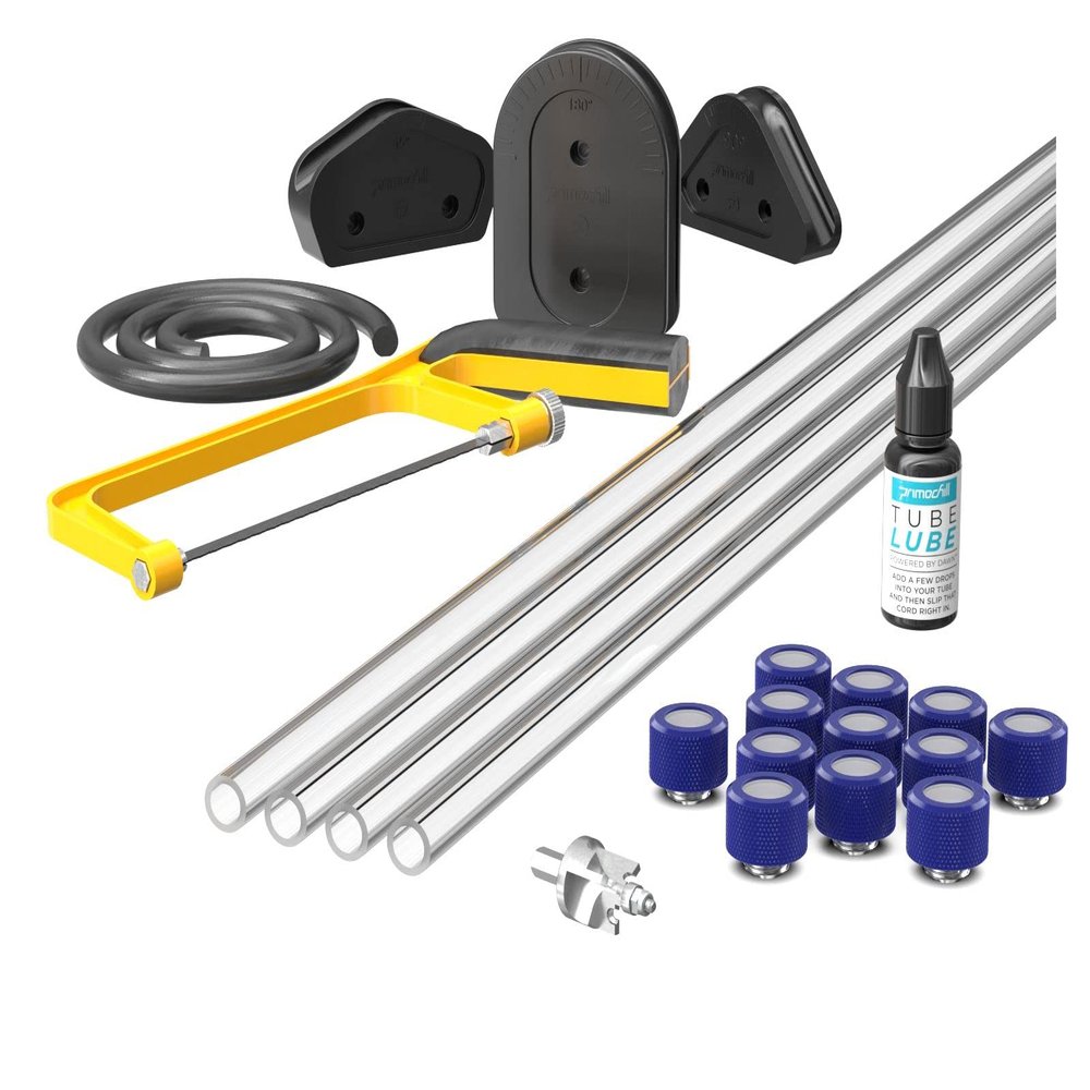 PrimoChill (Complete Kit) 4X 14mm Acrylic/PMMA Tubes, 12x Metrix SX Fitting, Bending Jig/Kit, Cutter and Finishing Bit - True Blue