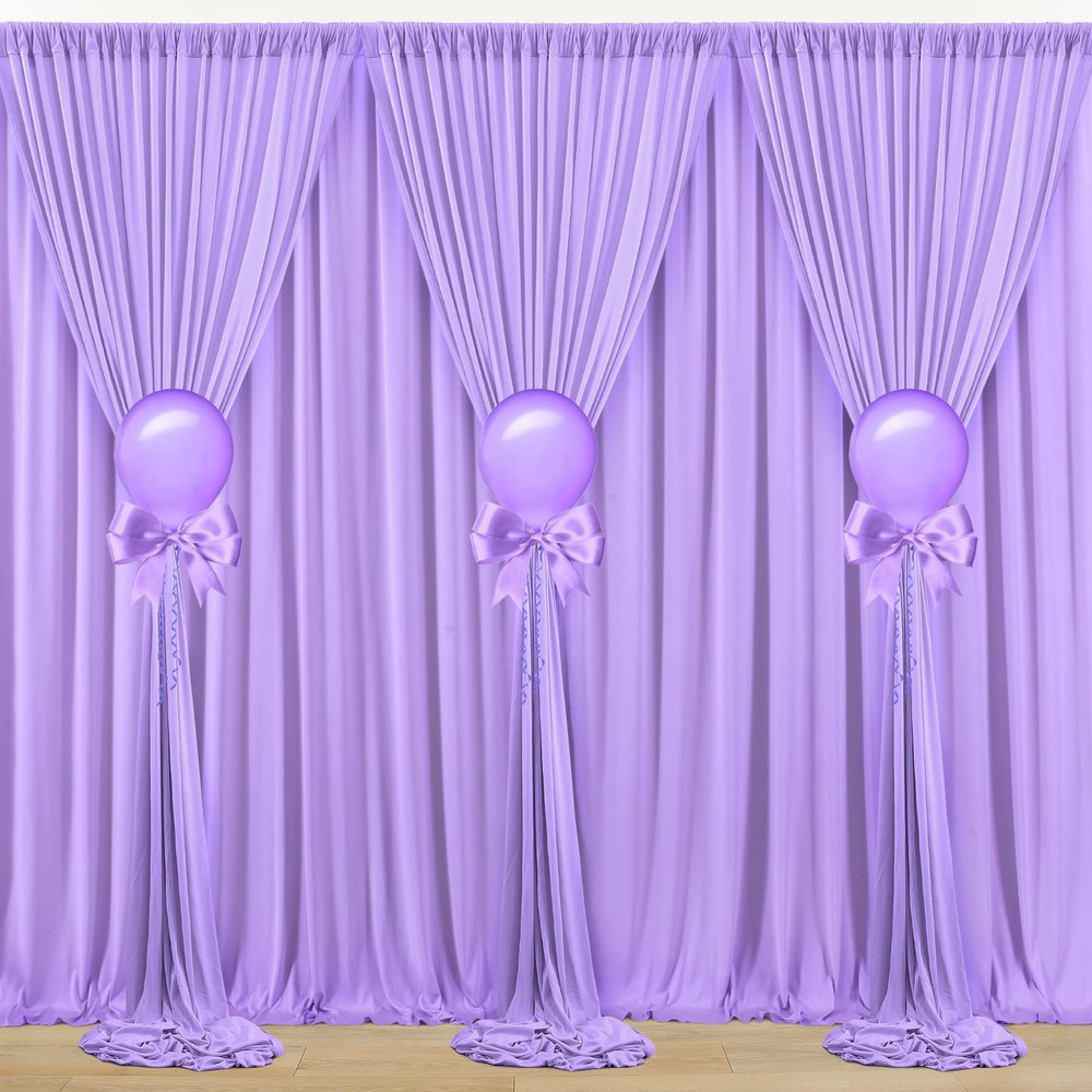 30 ft x 10 ft Wrinkle Free Lavender Backdrop Curtain for Parties, Polyester Light Purple Photo Backdrop Drapes 6 Panels 5x10ft for Baby Shower Photoshoot Wedding Birthday Party Photography Curtains