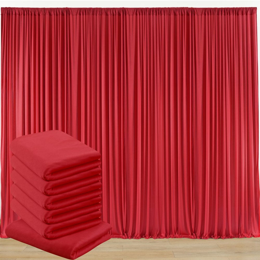 30ft x 10ft Wrinkle Free Red Backdrop Curtains for Parties, Polyester Photo Backdrop Drapes 6 Panels 5x10ft for Weddings Birthday Party Christmas Photography Background