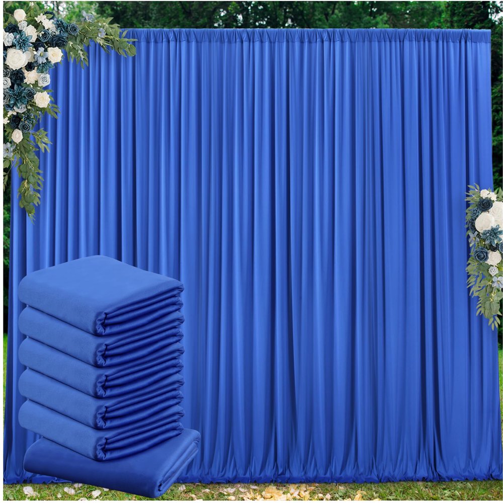 30ft x 10ft Wrinkle Free Royal Blue Backdrop Curtain for Party, Polyester Royal Blue Photo Backdrop Drapes 6 Panels 5x10ft for Birthday Photography Background Weddings Baby Shower Party