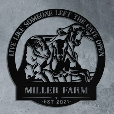 Custom Goat Farm Metal Sign Personalized Family Name Wall Art for Barn Fence Rustic Farmhouse Decor Durable Outdoor Metal Plaque for Homestead Animal Lovers Gift