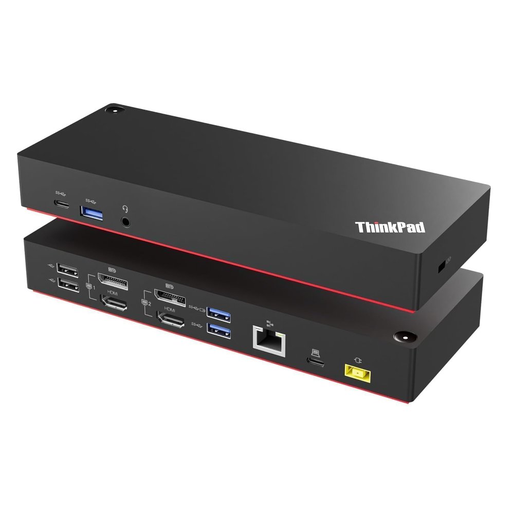 ThinkPad 40AF0135 Universal Hybrid USB-C with USB-A Adapter Docking Station for Lenovo Laptops, Dual Monitor, Comes with ITSPWR HDMI 4K Cable + 50 Cable Ties