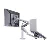 CRUHRE Monitor Stand for Monitor and Laptop Mount, 2-in-1 Adjustable Dual Arm Desk Mounts for 27 Inch LCD Screens and 12-17 Inch Laptops, with Table Clamping and Grommet Monitor Bracket view 1