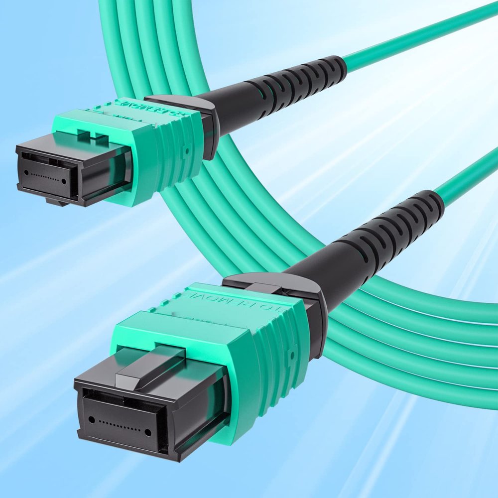 10Gtek Fiber Patch Cable - MPO to MPO OM3 Multimode Fiber Jumper Patch Cord, 12-core for QSFP+Transceivers Application, 2m(6.6ft)