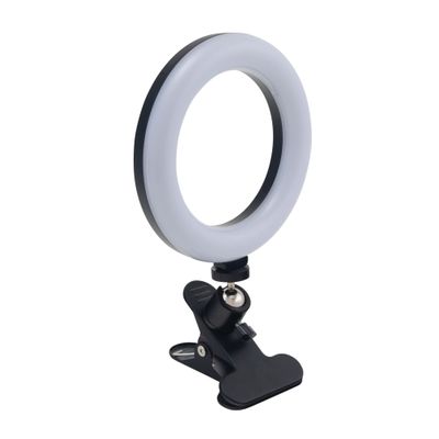 Realspace 6" LED Ring Light with Clip-On Monitor Mount Or Tripod Stand, Adjustable, 9-5/8"H, Black