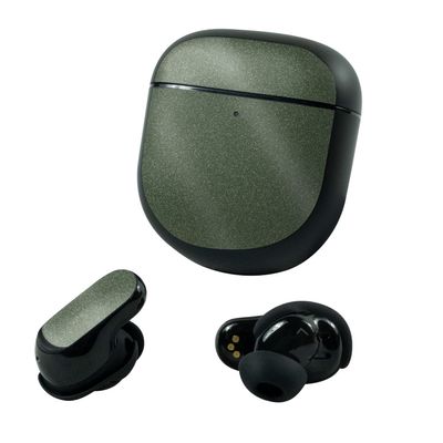 MightySkins Glossy Glitter Skin Compatible with Bose QuietComfort Earbuds II (2022) - Solid Olive | Protective, Durable High-Gloss Glitter Finish | Easy to Apply and Change Styles | Made in The USA