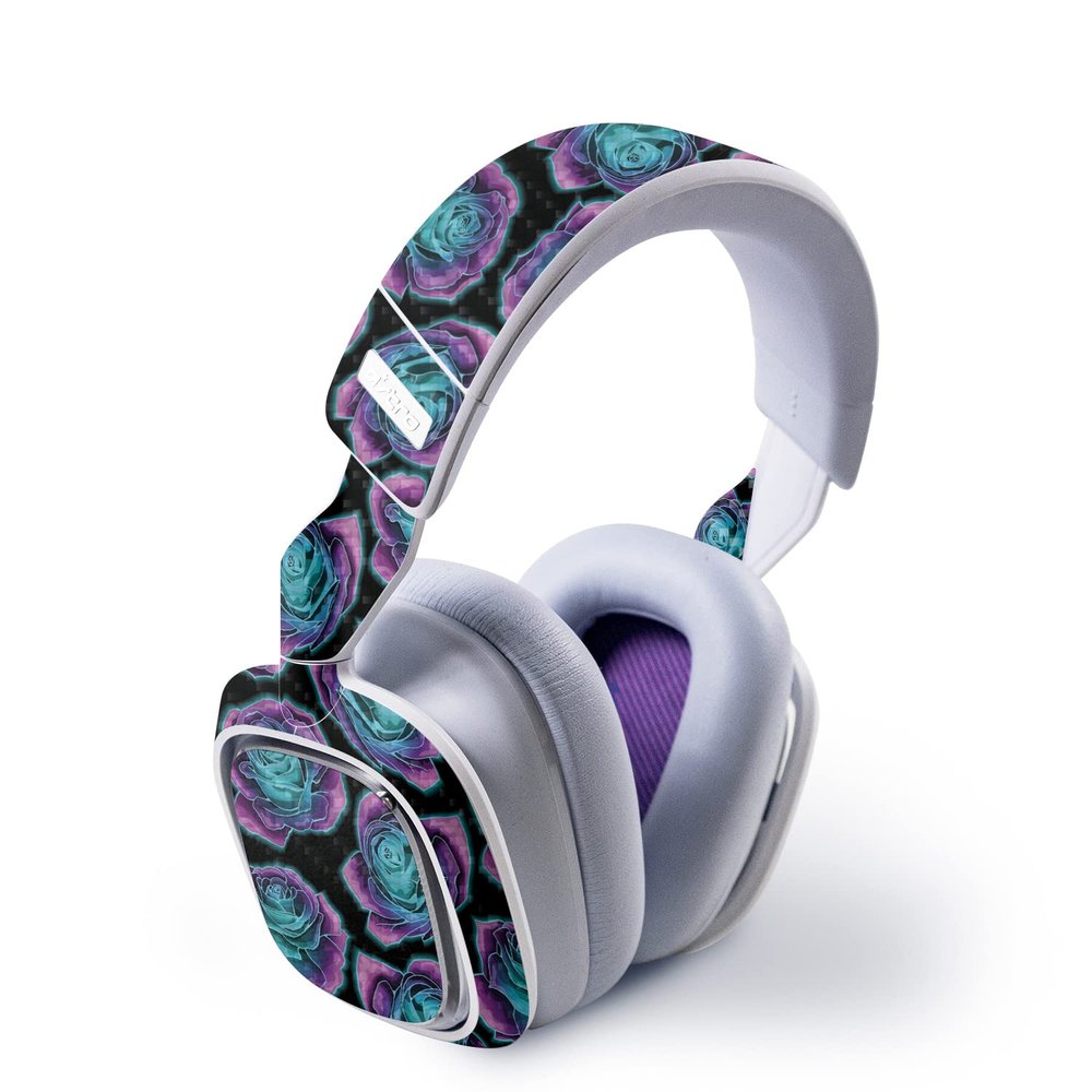 MightySkins Carbon Fiber Skin Compatible with Astro A30 Wireless Headset - Crystalline Roses | Protective, Durable Textured Carbon Fiber Finish | Easy to Apply and Change Styles | Made in The USA