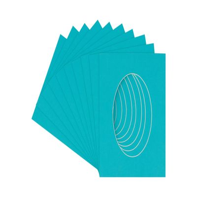 16x24 Mat Bevel Cut for 12x22 Photos - Precut Aquamarine Blue Oval Shaped Photo Mat Board Opening - Acid Free Matte to Protect Your Pictures - Bevel Cut for Family Photos, Pack of 25 Matboards