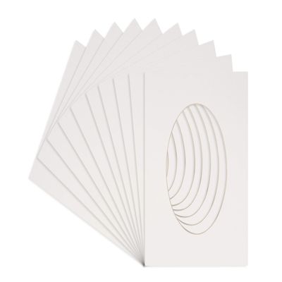 18x20 Mat Bevel Cut for 15x18 Photos - Precut White Oval Shaped Photo Mat Board Opening - Acid Free Matte to Protect Your Pictures - Bevel Cut for Family Photos, Pack of 10 Matboards
