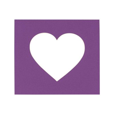 27x27 Mat Bevel Cut for 22x22 Photos - Precut Dark Purple Heart Shaped Photo Mat Board Opening - Acid Free Matte to Protect Your Pictures - Bevel Cut for Family Photos, Pack of 1 Matboard