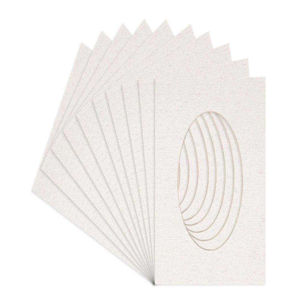 12x18 Mat Bevel Cut for 11x13.5 Photos - Precut White Linen Canvas Oval Shaped Photo Mat Board Opening - Acid Free Matte to Protect Your Pictures - Bevel Cut for Family Photos, Pack of 25 Matboards