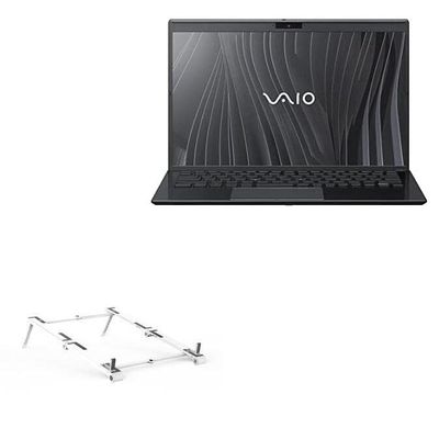 BoxWave Stand and Mount Compatible with VAIO SX-14 (VJS144X) - Pocket Aluminum Stand 3-in-1, Portable Multi Angle Viewing Riser - Metallic Silver