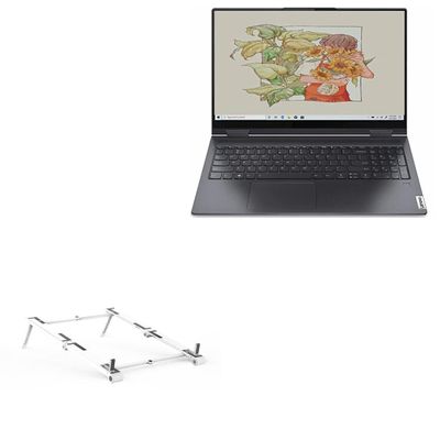 BoxWave Stand and Mount Compatible with Lenovo Yoga 7i (15 in - 82BJ) - Pocket Aluminum Stand 3-in-1, Portable Multi Angle Viewing Riser - Metallic Silver