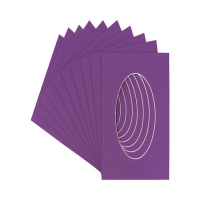22x30 Mat Bevel Cut for 19x26 Photos - Precut Dark Purple Oval Shaped Photo Mat Board Opening - Acid Free Matte to Protect Your Pictures - Bevel Cut for Family Photos, Pack of 10 Matboards