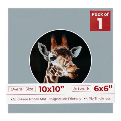 Poster Palooza 10x10 Photo Mat Board for 6x6 Photos Precut Circle Shape Opening Acid Free Bevel Cut Picture Frame Mat, Steel Blue, Mat Board for Framing Photos & Artwork, 1-Pack Matboard