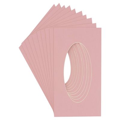 20x38 Mat Bevel Cut for 15x30 Photos - Precut Pink Oval Shaped Photo Mat Board Opening - Acid Free Matte to Protect Your Pictures - Bevel Cut for Family Photos, Pack of 25 Matboards