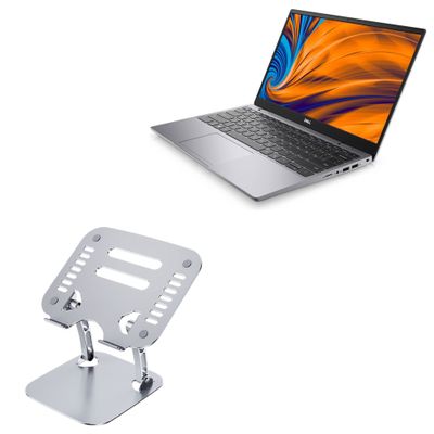 BoxWave Stand and Mount Compatible with Dell Latitude 3320 - Executive VersaView Laptop Stand, Ergonomic Adjustable Viewing Angle Metallic Riser - Metallic Silver