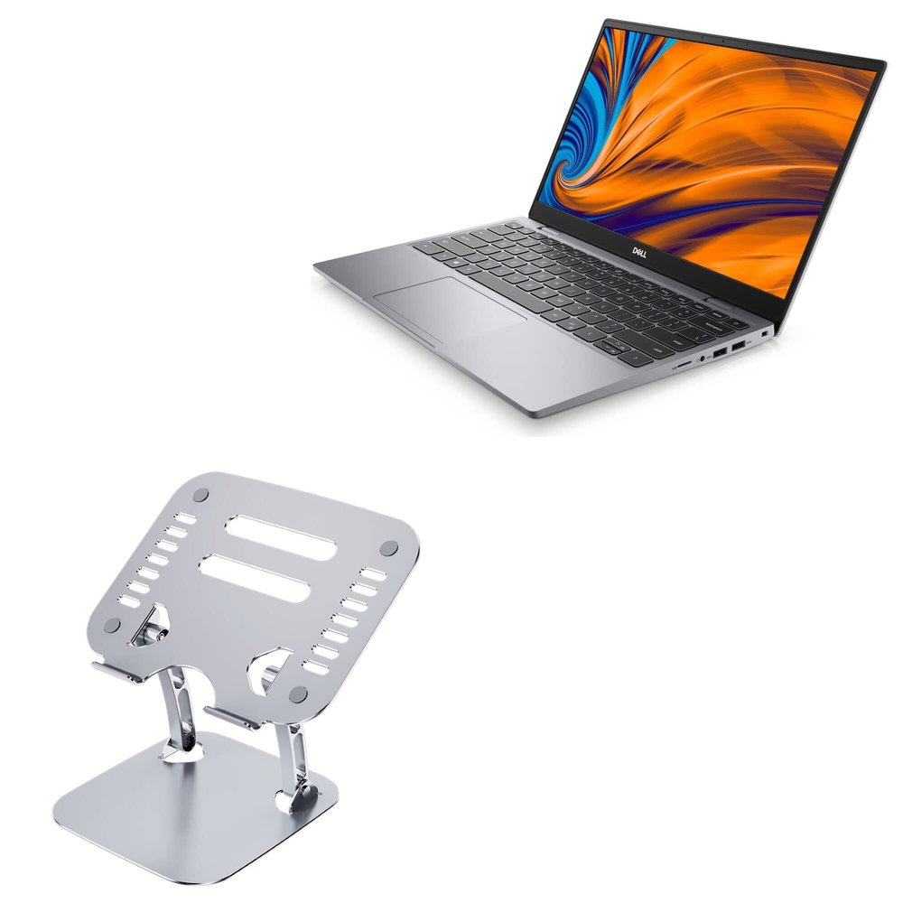 BoxWave Stand and Mount Compatible with Dell Latitude 3320 - Executive VersaView Laptop Stand, Ergonomic Adjustable Viewing Angle Metallic Riser - Metallic Silver