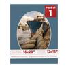 16x20 Mat Bevel Cut for 12x16 Photos - Precut Steel Blue Oval Shaped Photo Mat Board Opening - Acid Free Matte to Protect Your Pictures - Bevel Cut for Family Photos, Pack of 1 Matboard view 1