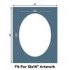 16x20 Mat Bevel Cut for 12x16 Photos - Precut Steel Blue Oval Shaped Photo Mat Board Opening - Acid Free Matte to Protect Your Pictures - Bevel Cut for Family Photos, Pack of 1 Matboard view 2