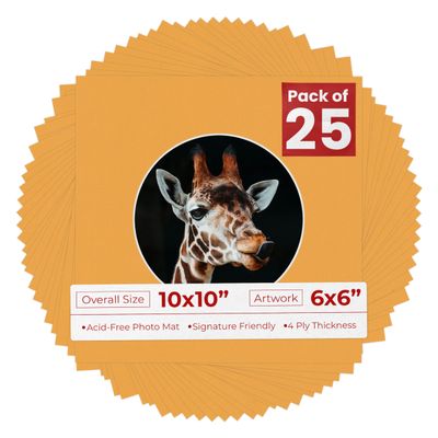 Poster Palooza 10x10 Photo Mat Board for 6x6 Photos Precut Circle Shape Opening Acid Free Bevel Cut Picture Frame Mat, Steel Blue, Mat Board for Framing Photos & Artwork, 25-Pack Matboards