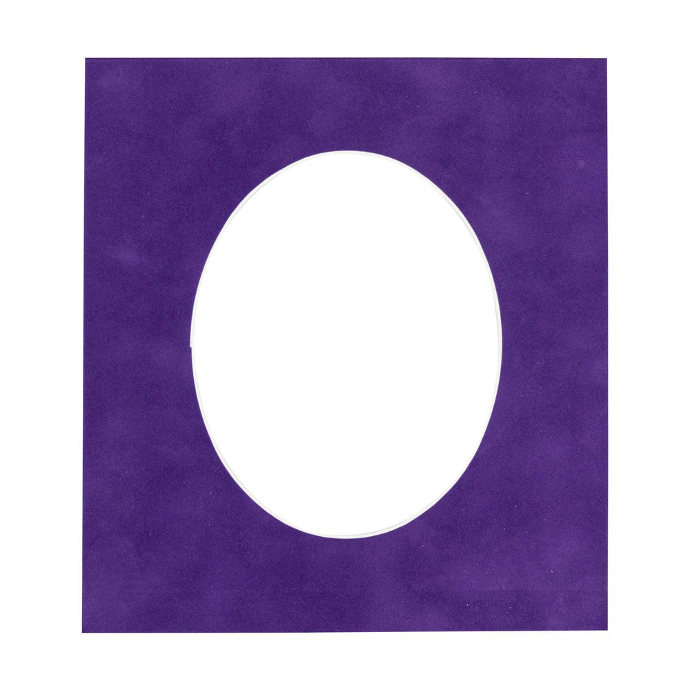 9x14 Mat Bevel Cut for 7x11 Photos - Precut Purple Crocus Suede Oval Shaped Photo Mat Board Opening - Acid Free Matte to Protect Your Pictures - Bevel Cut for Family Photos, Pack of 1 Matboard