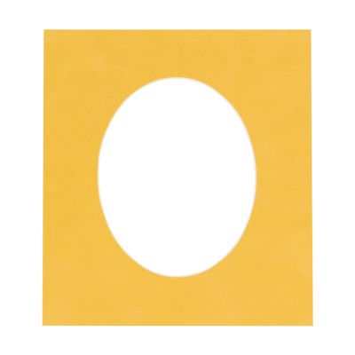 12x18 Mat Bevel Cut for 11x14 Photos - Precut Bright Yellow Oval Shaped Photo Mat Board Opening - Acid Free Matte to Protect Your Pictures - Bevel Cut for Family Photos, Pack of 1 Matboard