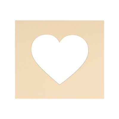 Poster Palooza 15x15 Mat Bevel Cut for 11x11 Photos - Precut Beige Heart Shaped Photo Mat Board Opening - Acid Free Matte to Protect Your Pictures - Bevel Cut for Family Photos, Pack of 1 Matboard