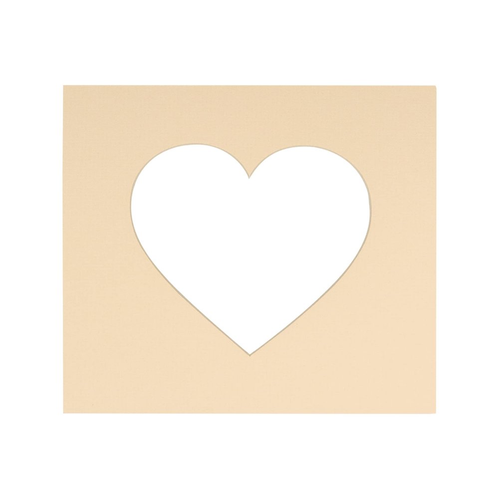 Poster Palooza 15x15 Mat Bevel Cut for 11x11 Photos - Precut Beige Heart Shaped Photo Mat Board Opening - Acid Free Matte to Protect Your Pictures - Bevel Cut for Family Photos, Pack of 1 Matboard