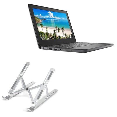 BoxWave Stand and Mount Compatible with Dell Latitude 3120 2-in-1 - Compact QuickSwitch Stand, Portable Multi Angle Viewing Foldable Riser - Metallic Silver