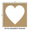 26x26 Mat Bevel Cut for 21x21 Photos - Precut Rattan Beige Heart Shaped Photo Mat Board Opening - Acid Free Matte to Protect Your Pictures - Bevel Cut for Family Photos, Pack of 1 Matboard view 2